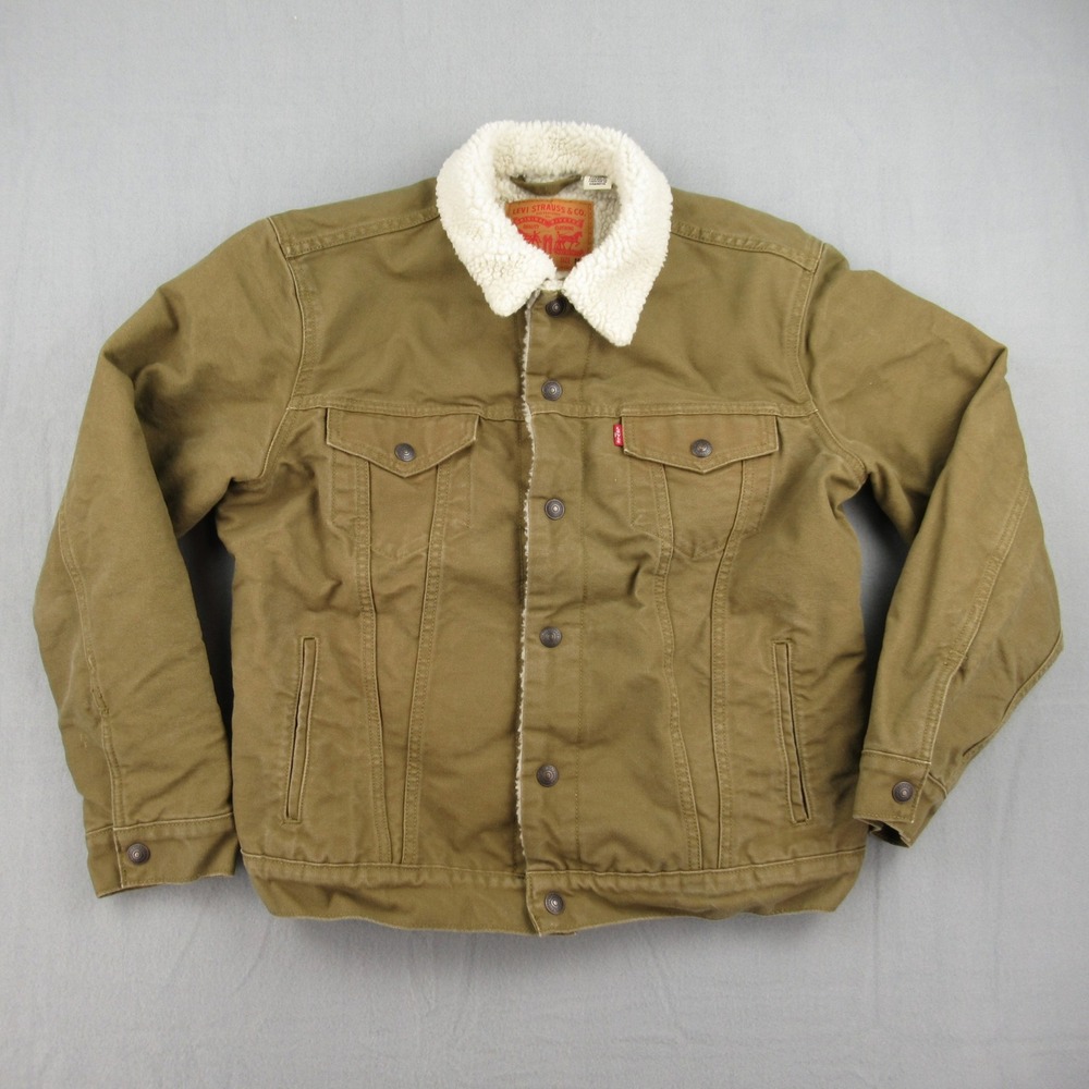 Levi's Trucker Jacket Mens Size M Brown Sherpa Lined Canvas 16365-0122